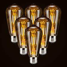 Get it as soon as thu, jan 14. 6 Pack Led Dimmable Edison Light Bulbs 40w Equivalent Vintage Light Bulb 2200k 2400k Warm White Amber Glass Antique Led Edison Bulbs Squarrel Cage Filament St64 E26 Led Bulb Base 4w 6 Pack
