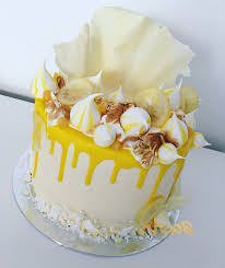 Lemon Meringue 8 Inch Vanilla Cake Layered With Vanilla Buttercream And Lemon Curd Covered Lemon Birthday Cakes Lemon White Chocolate Cake Lemon Meringue Cake