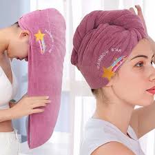 1pc Quickly Dry Hair Hat Super Absorbent Soft Bathroom Women Head Towels  Girls Cute Hair Towel Hair Dry Wrap Bonnets