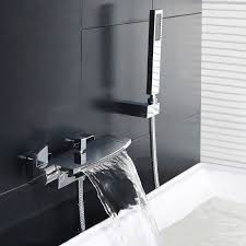 Wasserhahn bad waschtischarmatur wasserfall chrom bad wasserhahn badarmatur waschbeckenarmatur einhebelmischer waschtischbatterie armatur für bad, homelody. Wannenarmatur Wandmotnage Wasserfall Mit Handbrause In Chrom Schwarz Badewannenarmatur Handbrause Armaturen