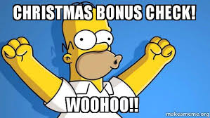 Christmas Bonus Check Woohoo Happy Homer Make A Meme