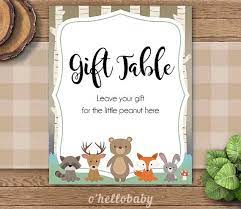 Printable Woodland Animals Baby Shower Gift Table Signs Etsy Woodland Animal Baby Shower Baby Shower Woodland Baby Shower Signs