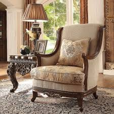 Traditional Chair In Brown Fabric Traditional Style Homey Design Hd 92 Formal Living Room Sets Living Room Collections Traditional Chairs