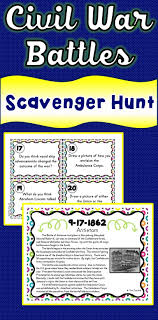Civil War Battles Scavenger Hunt Task Cards Abraham Lincoln Civil War Battles History Classroom History Activities