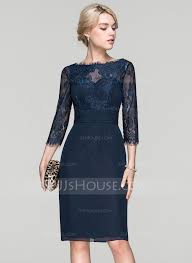 121 00 Forme Fourreau Col Rond Longueur Genou Mousseline Robe De Cocktail Avec Plisse Jj S House Chiffon Cocktail Dress Cocktail Dresses With Sleeves Occasion Dresses