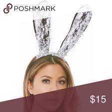 Lace Bunny Rabbit Ears Headband With Ruffles Ear Headbands Bunny Ears Headband Black Headband