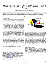 PDF) Modeling And Position Control Of Scara Type 3D Printer