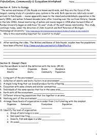 Population Community Ecosystem Worksheet Pdf Free Download