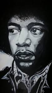 Black And White Acrylic Painting Portrait Jimi Hendrix Black And White Bold Acrylic Portrait Painting Portrait Acrylic Black And White Painting