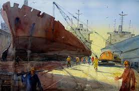 Alang Ship Breaking Yard 7 Painting Painting Ship Breaking Art