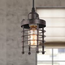 Lnc Industrial 1 Light Modern Bronze Globe Mini Cage Rustic Island Bar Ceiling Pendant Light A02534 The Home Depot