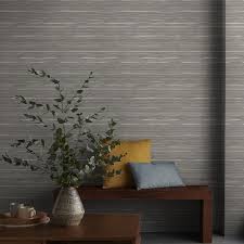 Goodhome Lucidum Grey Striped Metallic Effect Wallpaper Grey Striped Wallpaper Goodhome Feature Wall Bedroom