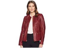 Cole Haan 23 1 4 Smooth Lamb Collarless Jacket With Quilted Details Ruby Women S Coat Complement Your Polis Collarless Jacket Lamb Leather Jacket Collarless