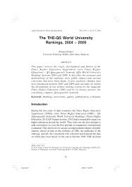 And now we want to hear what you think! Pdf The The Qs World University Rankings 2004 2009