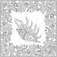 This free coloring page is a cute and fun project that allows children to create an ocean floor teeming with life. Adult Coloring Page With Corals And Sea Shells Outline Drawing Royalty Free Cliparts Vectors And Stock Illustration Image 57532706