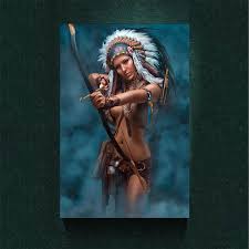 Military times spoke with macdonald, means, and vanas about their military service, the evolution of native american warrior culture, and treatment of native americans by the u.s. Native American Indian Warrior Woman Headdress Bow Weapon Hunter Canvas Print Poster Wall Art Picture Best Gifts For Living Room Home Decoration Wish