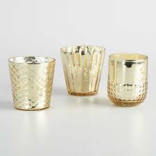 Gold Mercury Glass Votive Candleholders Set Of 3 World Market