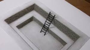 3d Art Drawing Ladder Inside The Hole 3d Art Drawing 3d Drawings Geometric Design Art