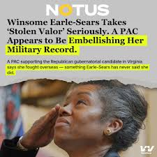 Gov. Youngkin's Spirit of Virginia PAC is running an ad claiming Winsome  Earle-Sears “fought for our freedom overseas.” She's said herself she never  deployed. We're calling