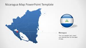 The western coast is on the pacific ocean. Central America Nicaragua Powerpoint Map Slidemodel
