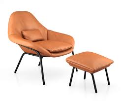 Homcom massaging pu leather recliner and ottoman with leather wrapped base (brown). Rowan Leather Chair And Ottoman By West Elm 3d Model