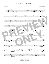 Richard marx and twiggy — right here waiting (romantically yours 2011). Right Here Waiting Clarinet Sheet Music By Richard Marx Other