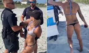 Muni he first came to the public's knowledge as a 15 year old when she qualified for the us women's open and where she played alongside her idol, paula cream. Police Handcuff Myrtle Beach Acrobat For Wearing Thong Bikini Daily Mail Online