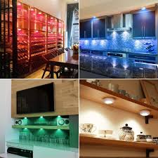 Max.15 meters, through wall available, 360° full angle remote range. Led Closet Lights Elfeland Rgb Puck Lights 16 Colors 3 Modes Fairy Lights Wireless Under Cabinet Lighting Battery Powered Night Lights With Remote Control Dimmer Timing Function 6 Pack Under Cabinet Lights