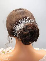 Bridal Hair Accessory Crystal Wedding Headpiece Floral Hair Etsy Bridal Hair Accessories Crystal Bridal Hair Accessories Floral Hair Pieces
