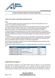 carbon steel pipe pressure rating chart atlas steels