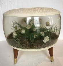 Mid Century Modern Retro Vintage Inflatable Terrarium Roses Foot Stool Ottoman Modern Retro Footstool Mid Century Modern