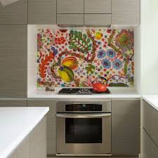 A Backsplash Solution For Rental Kitchens Fabric Under Plexiglass Colorful Kitchen Backsplash Eclectic Kitchen Kitchen Backsplash Designs
