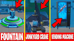 Fortnite veding machine locations detailed, including how to search for vending machines and how they work in fortnite battle royale. Fortnite Spray Fountain Junkyard Crane And Vending Machine Season 10 Map Locations Gaming Entertainment Express Co Uk