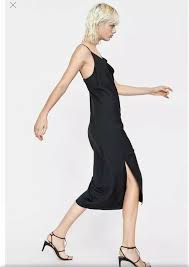 Zara Black Satin Draped Camisole Dress Size M 10 Bloggers Favourite Fashion Clothing Shoes Accessories Camisole Dress Satin Slip Dress Leather Shirt Dress