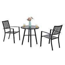 Phi Villa Outdoor Patio Metal 3 Piece Bistro Furniture Set 2 X Chair 1 X Table For Sale Bistro Furniture Bistro Set 3 Piece Bistro Set