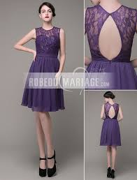 Robe demoiselle d'honneur violette à petit prix ! Col Rond Robe Demoiselle D Honneur Courte En Tulle Dentelle Robe2013348 Robedumariage Com