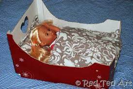 Pull tight and glue on the inside of the box. Quick Craft Post Cardboard Box Doll S Bed Red Ted Art Make Crafting With Kids Easy Fun