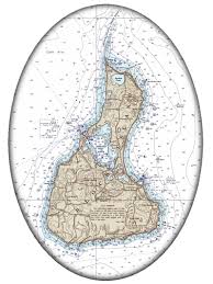Pw2487 Block Island Nautical Chart Paperweight