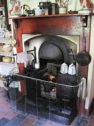 victorian kitchen range. kettle