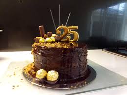 Is it someone dear's 25th birthday celebration? My Partners 25th Birthday Today 4 Layer Chocolate Cake With Caramel Filling And A Layer Of Dark Chocolate Ganache On Top Cakes