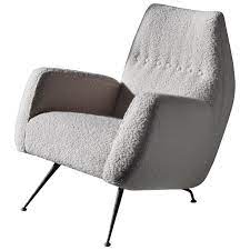 Franco Campo Carlo Graffi Attribution Lounge Chair Fabric Metal 1948 Italy Chair Modern Lounge Chairs Chair Fabric
