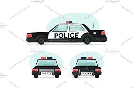 Set Of Cartoon Police Car Isolated Objects On White Background In Flat Cartoon Style Vector Illustration Cartoon Styles Police Cars Police