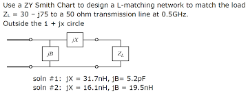 Use A Zy Smith Chart To Design A L Matching Networ