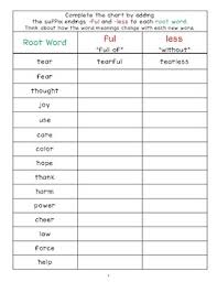 prefix suffix practice pack ful less un re