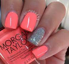 Gelish Fosforescente Naranja Brillos Manicura De Unas Decorados Para Unas Cortas Unas De Gel Cortas