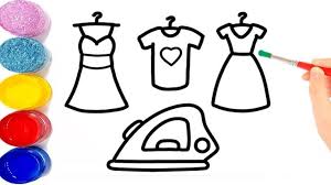 تعليم الرسم للاطفال كيفية رسم فستان باربي مع مكواة للاطفال barbie dress barbie kids dress