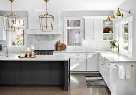 Shop kitchen cabinets and more at the home depot. Antique Brass Lanterns With Black Island Transitional Kitchen