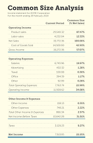 A Sample Income Statement Modified For Common Size Analysis Income Statement Profit And Loss Statement Bookkeeping Business