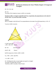 Cd prove that triangle abc is congruent to triangle bcd. Rd Sharma Solutions Class 9 Chapter 10 Congruent Triangles Free Pdf