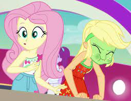 A bigger version of the aj in cube2. 2030360 Applejack Cropped Derpibooru Import Equestria Girls Equestria Girls Series Fluttershy Green Face Puffy Cheeks Safe Screencap Seasickness Sleeveless Spoiler Eqg Series Season 2 Spring Breakdown Twibooru